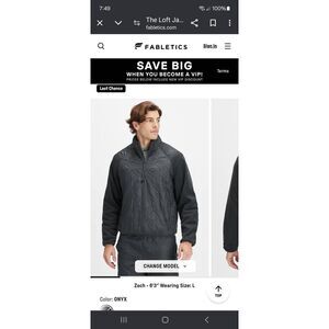 New Small Fabletics Onyx Grey The Loft Jacket Water Resistant Heat Retention NWT
